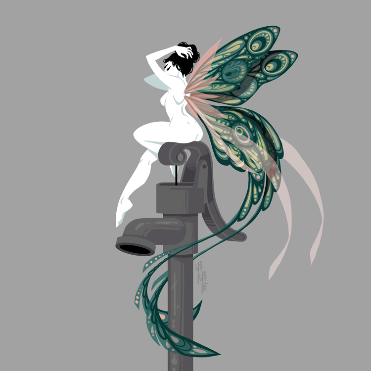 Sage Green - Fairy Friends Print