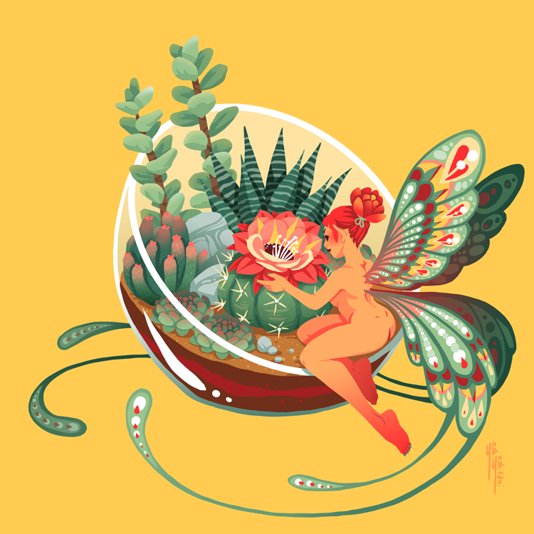 Succulent Green - Fairy Friends Print