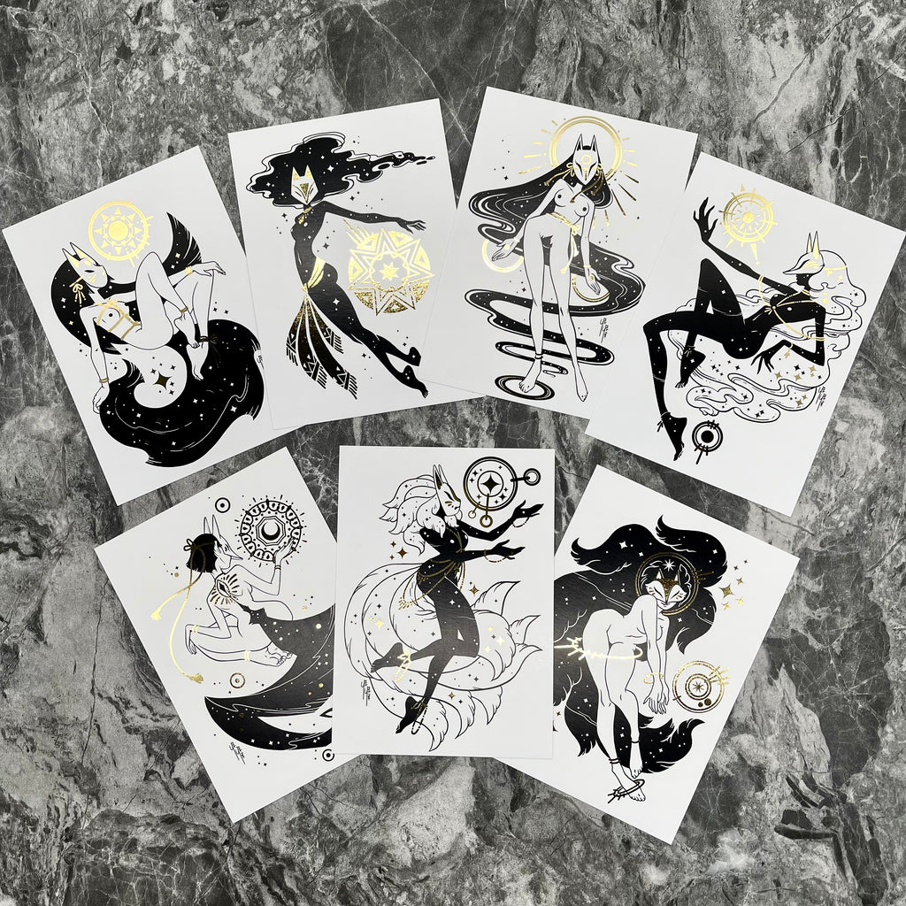 Celestial Foxes Postcard Set