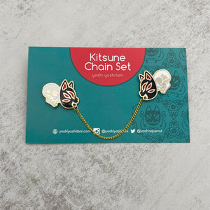 Kitsune Black: Chain connected Enamel Pin