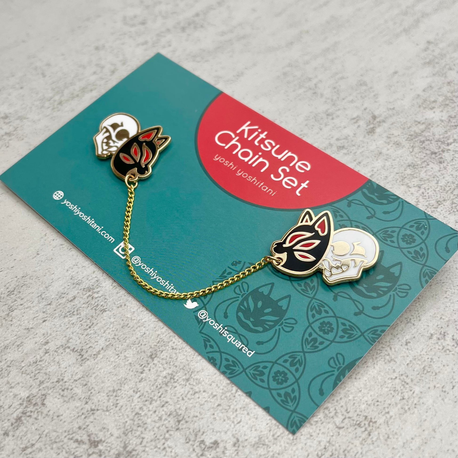 Kitsune Black: Chain connected Enamel Pin
