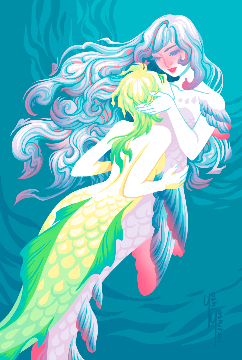 Kissing Mermaids - Mini Print Trio