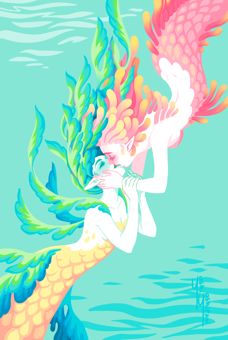 Kissing Mermaids - Mini Print Trio