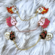 Load image into Gallery viewer, Kitsune White: Chain connected Enamel Pin
