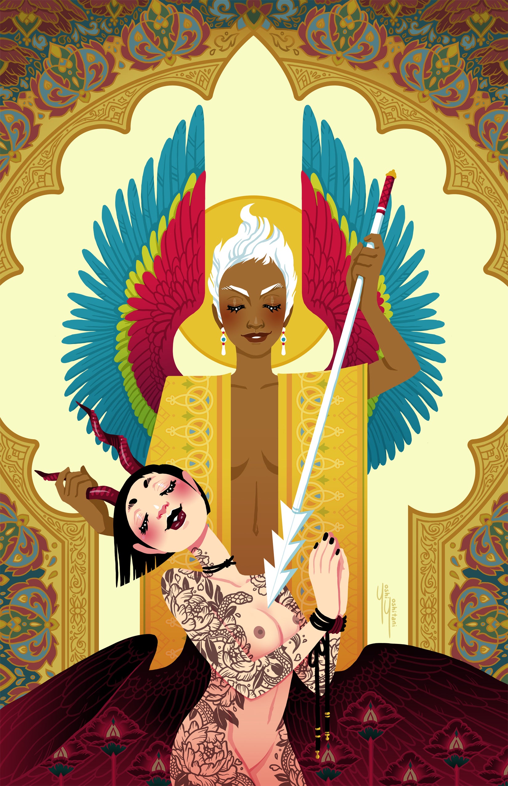Archangel Michael Slaying a Devil Print