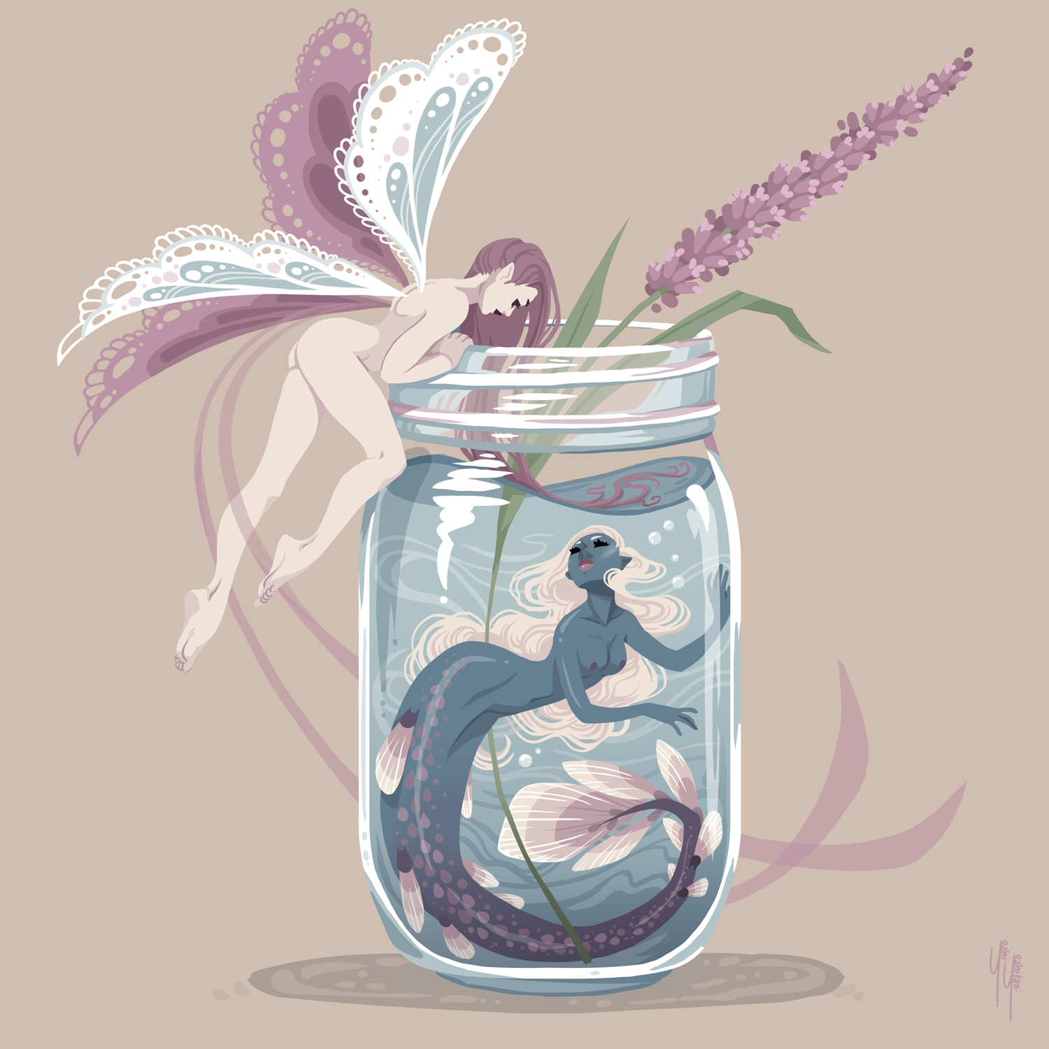 Lavender - Fairy Friends Print