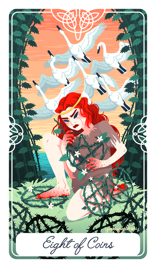 Eight of Coins - Tarot Deck Print – Yoshi Yoshitani