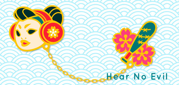 Hear No Evil: Chain connected Enamel Pin