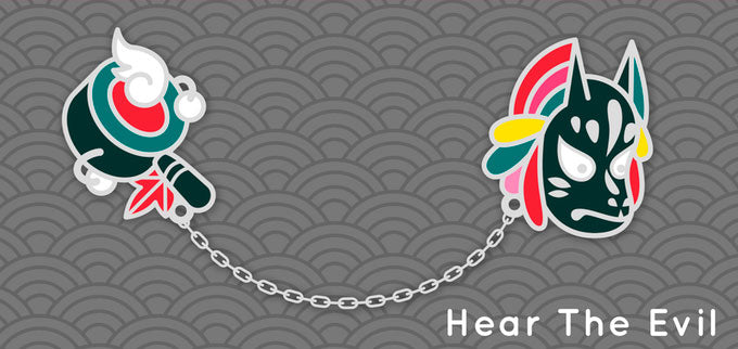 Hear The Evil: Chain connected Enamel Pin
