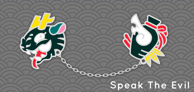 Speak The Evil: Chain connected Enamel Pin