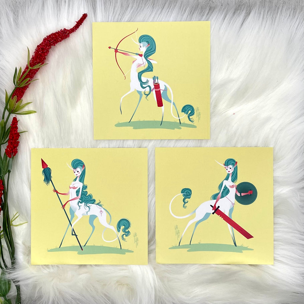 Mohawk Unicorn Centaur Warriors - Mini Print Trio