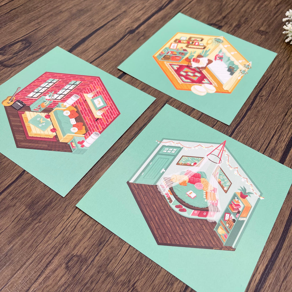 Isometric Dream Rooms - Mini Print Trio