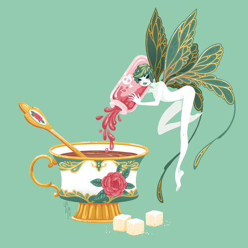 Fairy 妖精 龍神水 1072 開運アート Seafoam Green - Fairy Friends Print – Yoshi Yoshitani