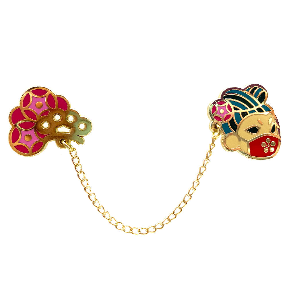 Speak No Evil: Chain connected Enamel Pin