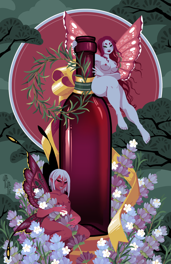 Red - Wine Fairies Print