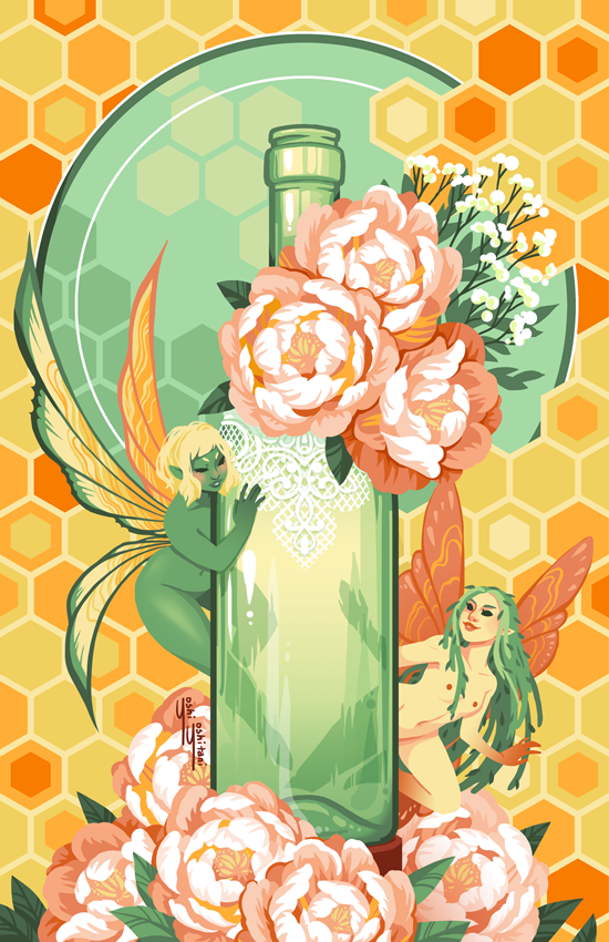 White - Wine Fairies Print